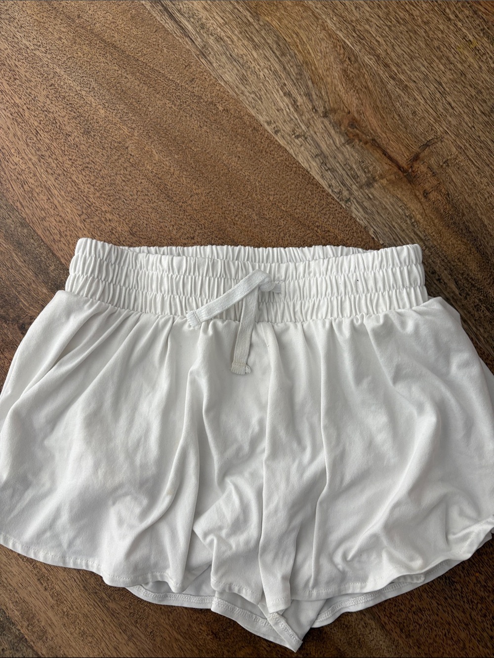 abercrombie kids White Elastic-Waist Athletic Shorts